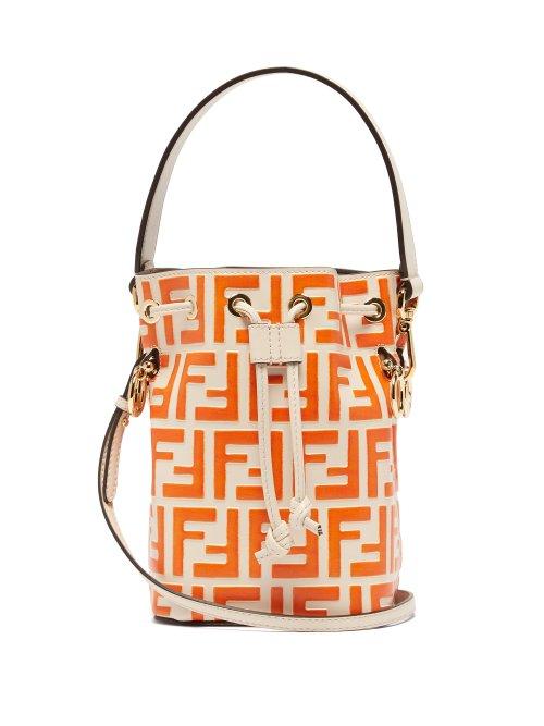 Matchesfashion.com Fendi - Ff Mon Tresor Mini Leather Bucket Bag - Womens - White Multi