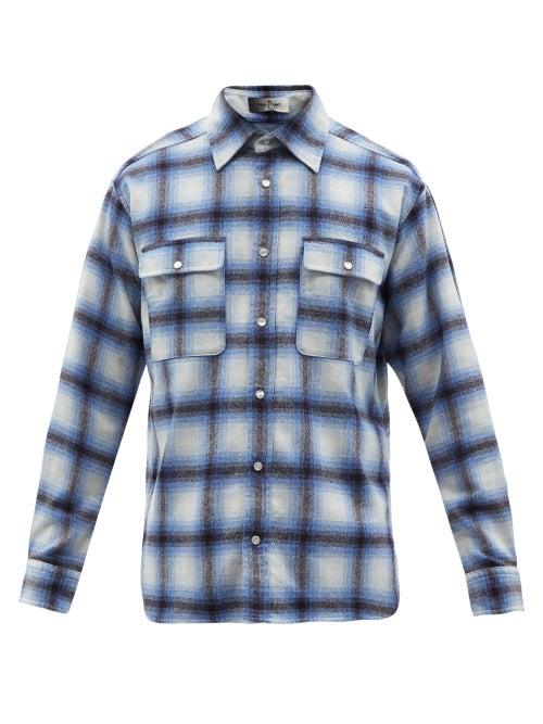 Isabel Marant - Rayal Checked Wool-blend Shirt - Mens - Blue