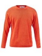 Inis Mein - Honda Ribbed-shoulder Linen Sweater - Mens - Orange