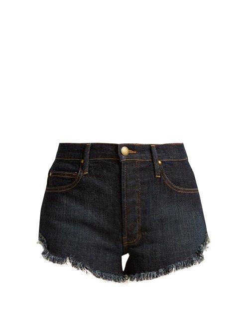 Matchesfashion.com The Great - The Cut Off Raw Hem Denim Shorts - Womens - Indigo