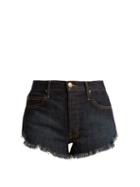 Matchesfashion.com The Great - The Cut Off Raw Hem Denim Shorts - Womens - Indigo