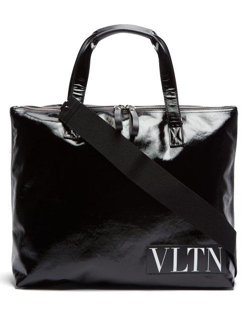 Matchesfashion.com Valentino - Logo Shiny Canvas Holdall - Mens - Black