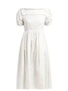 Matchesfashion.com Shrimps - Daisy Print Cotton Seersucker Midi Dress - Womens - White Multi