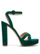 Matchesfashion.com Gianvito Rossi - Poppy 100 Suede Platform Sandals - Womens - Dark Green