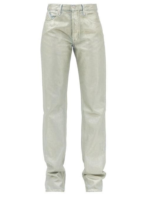 The Attico - Metallic-coated Boyfriend Jeans - Womens - Silver