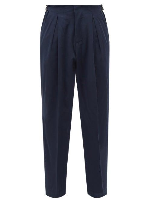 Umit Benan B+ - Grown-on Waist Wool-gabardine Suit Trousers - Mens - Navy
