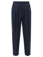 Umit Benan B+ - Grown-on Waist Wool-gabardine Suit Trousers - Mens - Navy