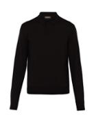 Matchesfashion.com Berluti - Ribbed Trim Wool Polo Shirt - Mens - Black