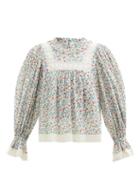 Ladies Rtw Sea - Bubbie Balloon-sleeve Floral-print Cotton Blouse - Womens - Pink Multi