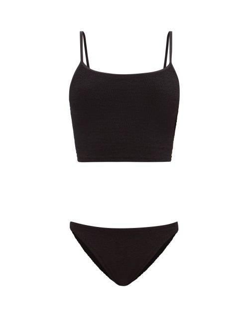Hunza G - Strap Crinkle-knit Tankini - Womens - Black