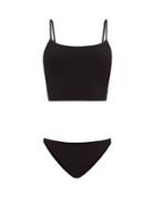 Hunza G - Strap Crinkle-knit Tankini - Womens - Black