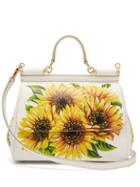 Matchesfashion.com Dolce & Gabbana - Sicily Medium Sunflower Print Leather Bag - Womens - White Multi