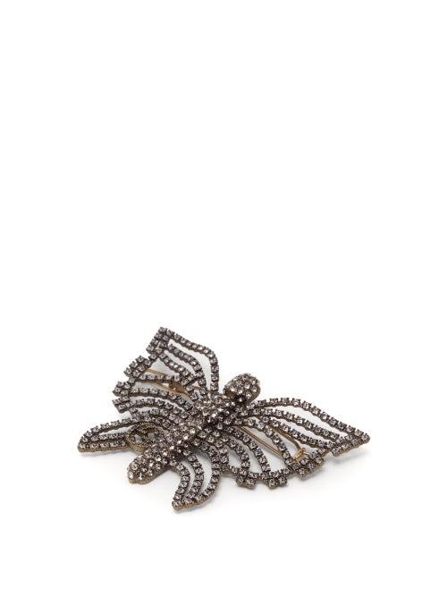 Matchesfashion.com Gucci - Butterfly Crystal-embellished Hair Clip - Womens - Silver