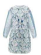 Matchesfashion.com D'ascoli - Georgica Broderie-anglaise Cotton-khadi Dress - Womens - Blue Print