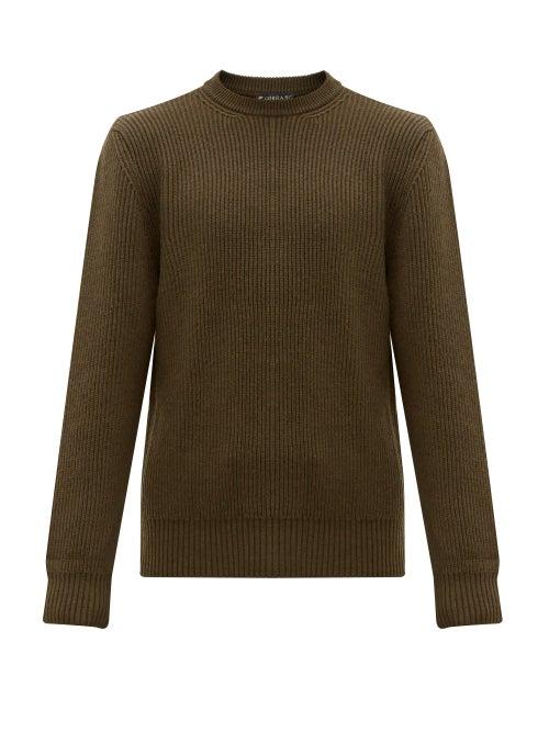 Matchesfashion.com Cobra S.c. - Crew Neck Ribbed Wool Sweater - Mens - Dark Green