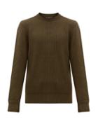 Matchesfashion.com Cobra S.c. - Crew Neck Ribbed Wool Sweater - Mens - Dark Green