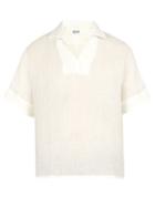 Matchesfashion.com Hecho - Open Collar Ribbed Silk And Linen Blend Shirt - Mens - Ivory