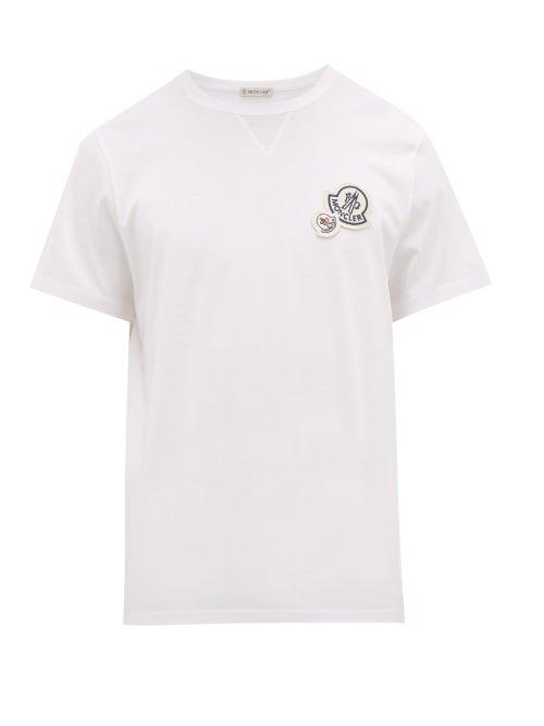 Matchesfashion.com Moncler - Logo Appliqu Cotton T Shirt - Mens - White