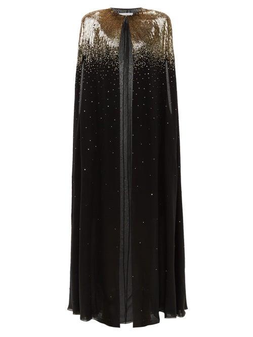 Matchesfashion.com Givenchy - Sequinned Silk Chiffon Cape - Womens - Black Gold