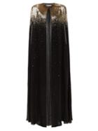 Matchesfashion.com Givenchy - Sequinned Silk Chiffon Cape - Womens - Black Gold