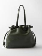 Loewe - Flamenco Drawstring Leather Shoulder Bag - Womens - Khaki