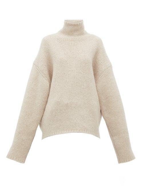 Matchesfashion.com Petar Petrov - Kiron Ribbed Cashmere Blend Sweater - Womens - Beige