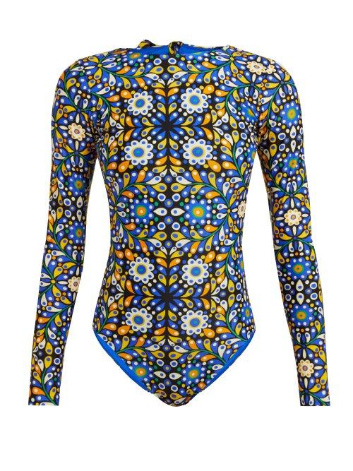 Matchesfashion.com La Doublej - Confetti Blu Print Paddle Suit - Womens - Blue Print