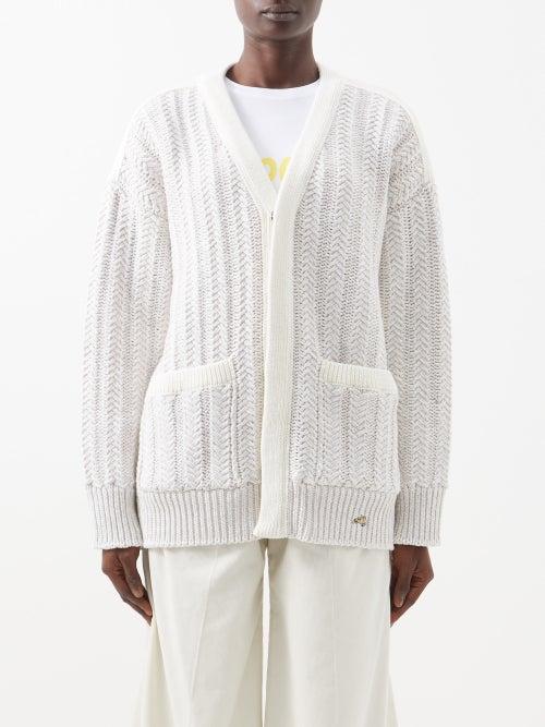 Bella Freud - V-neckline Dog-logo Merino Cardigan - Womens - Cream