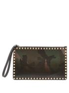 Valentino Rockstud Camouflage Leather Pouch
