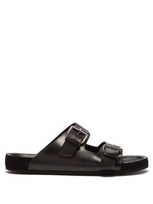 Matchesfashion.com Isabel Marant - Lekson Double Buckle Leather Slides - Mens - Black