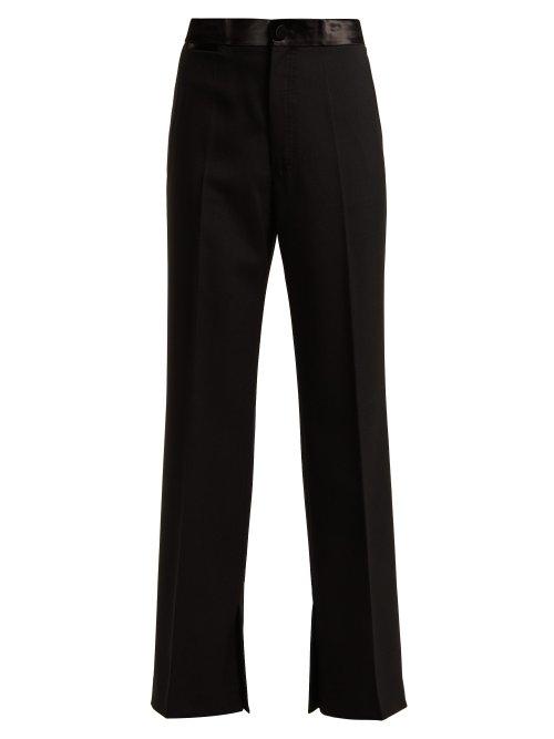 Matchesfashion.com Helmut Lang - Slit Cuff Wool Blend Twill Tuxedo Trousers - Womens - Black