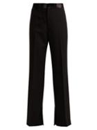 Matchesfashion.com Helmut Lang - Slit Cuff Wool Blend Twill Tuxedo Trousers - Womens - Black
