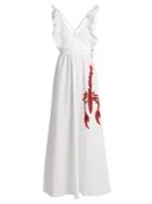 Adriana Degreas Lobster-print Cotton-poplin Maxi Dress