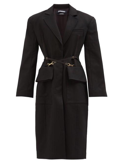 Jacquemus - Soco Belted Wool-blend Twill Coat - Womens - Black