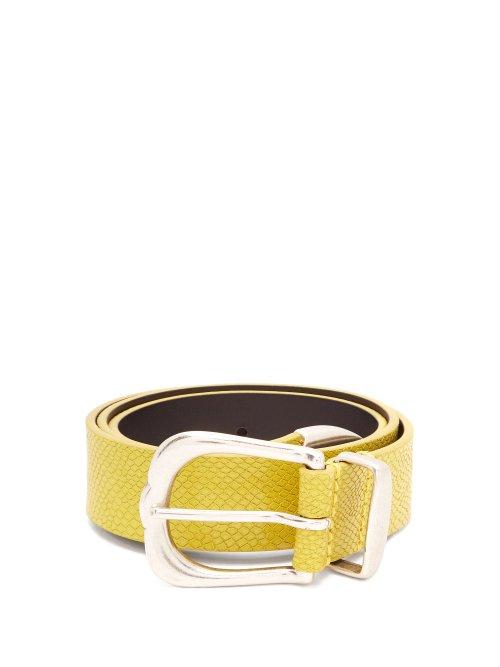 Matchesfashion.com Isabel Marant - Kidatt Snake Effect Leather Belt - Womens - Yellow