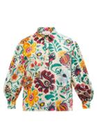 Ladies Beachwear La Doublej - Poet Selva-print Cotton-poplin Shirt - Womens - White Print