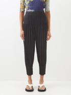 Pleats Please Issey Miyake - Technical-pleated Tapered Trousers - Womens - Black