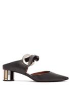 Matchesfashion.com Proenza Schouler - Front Tie Block Heel Leather Mules - Womens - Black