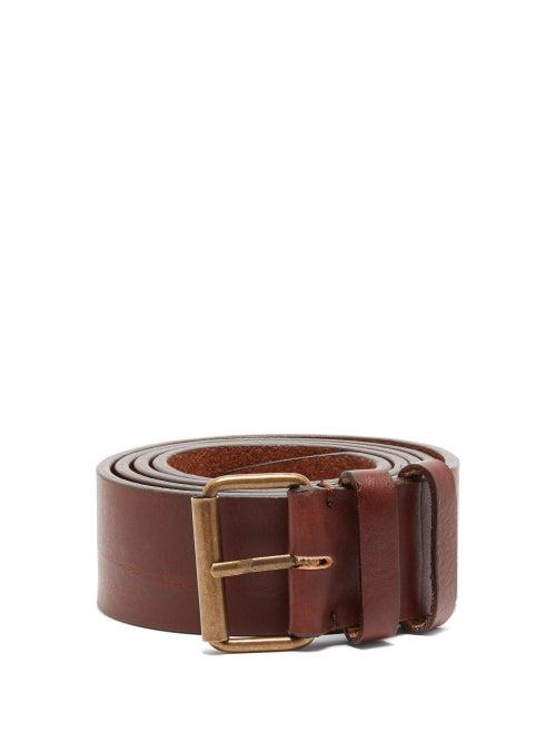 Matchesfashion.com Ami - Wide Patina Leather Belt - Mens - Brown