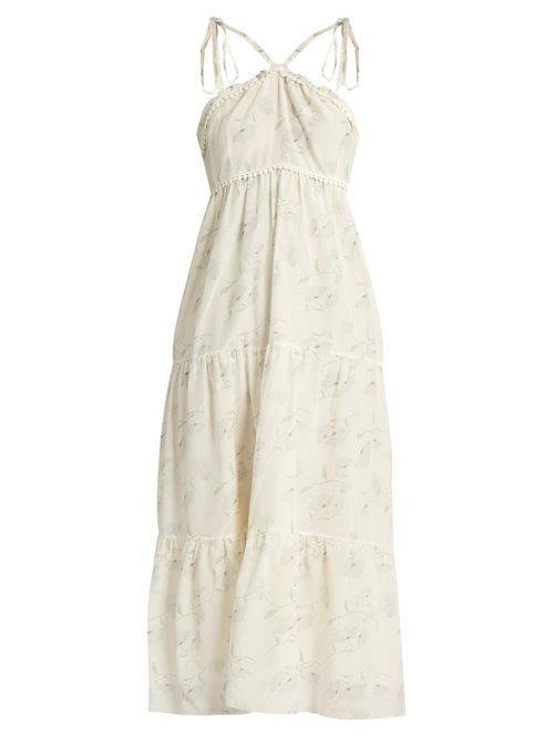 Matchesfashion.com Athena Procopiou - Romance In The Wind Cotton Blend Dress - Womens - White Print