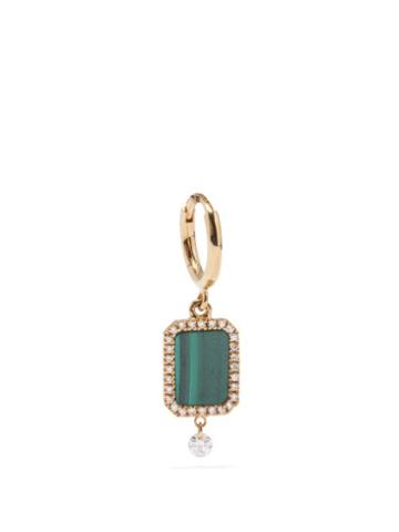 Persee - Octagon Diamond, Malachite & 18kt Gold Earring - Womens - Yellow Gold