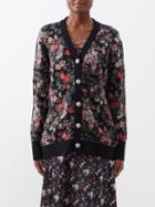 Paco Rabanne - Rose Garden Jacquard-knit Cardigan - Womens - Black Multi