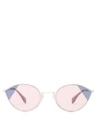 Matchesfashion.com Fendi - Pink Tinted Silver Tone Cat Eye Sunglasses - Womens - Pink