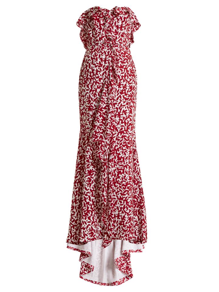 Oscar De La Renta Strapless Silk Crepe De Chine Gown
