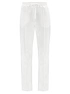 Chlo - Drawstring Wool-blend Satin Trousers - Womens - White
