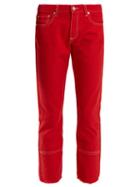 Matchesfashion.com Msgm - High Rise Straight Leg Cropped Jeans - Womens - Red