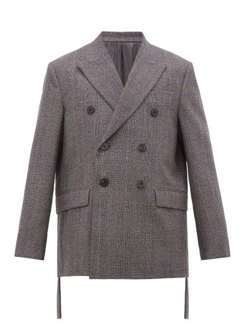 Matchesfashion.com Wooyoungmi - Tie Back Double Breasted Wool Blazer - Mens - Grey Multi