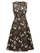 Matchesfashion.com Erdem - Farrah Daffodil Ditsy-print Satin Dress - Womens - Black Print