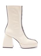 Matchesfashion.com Nodaleto - Bulla Corta Python-effect Panelled Leather Boots - Womens - Cream