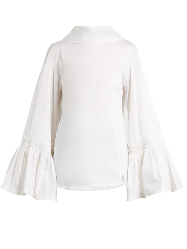Teija Tie-back Cotton-poplin Top